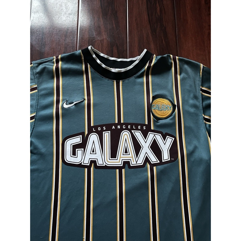 Vintage 1997 Nike Los Angeles LA Galaxy MLS Home Jersey Green Striped Mens Large - Picture 2 of 16
